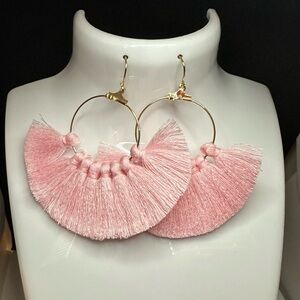 5/$20 pink fringe‎ circle earrings